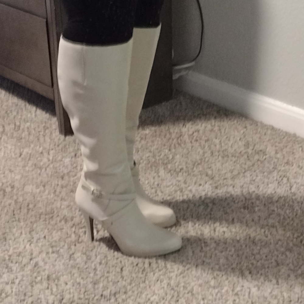 Cream colored Nine West Knee High Boots